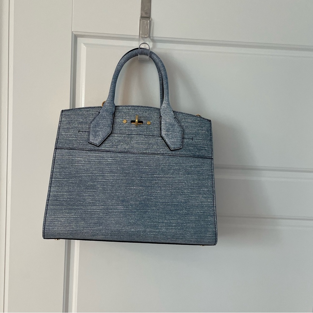 LOUIS VUITTON DENIM EPI LEATHER CITY STEAMER BAG